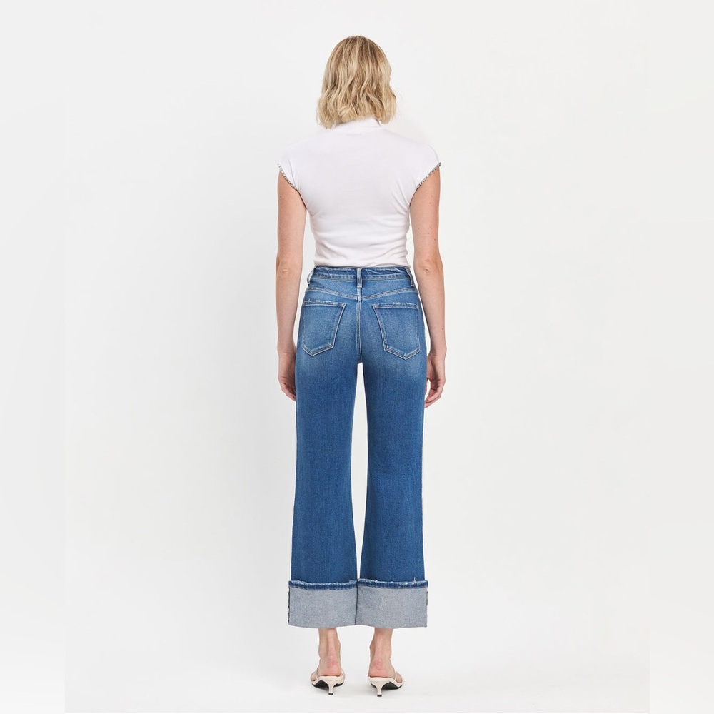 FLYING MONKEY Blue Fairy 90's Vintage Cuffed Flare Jeans ❤️NWT❤️IN STORES - Picture 2 of 5